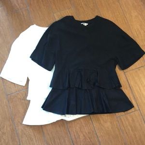 (2) NWT H&M Peplum T-shirts - Black & White